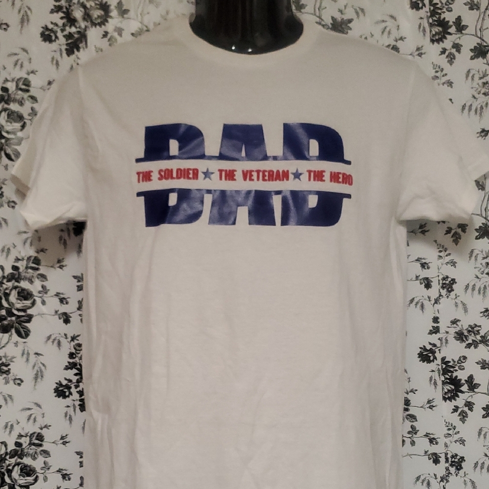 Gildan White and Blue 'DAD' Graphic Tee